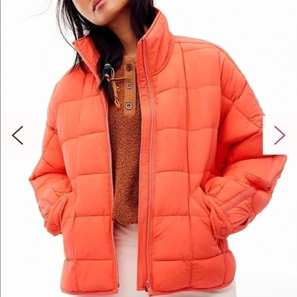 NWT Free People Pippa Packable Puffer Jacket FP Movement Orange Large - Picture 1 of 13
